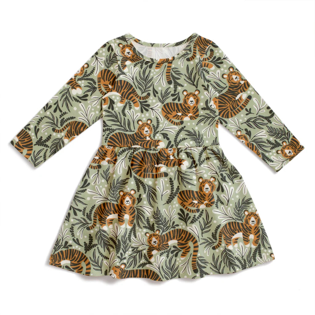 green dress with tigers Tiger Print Smocked Maxi Dress (Women)
