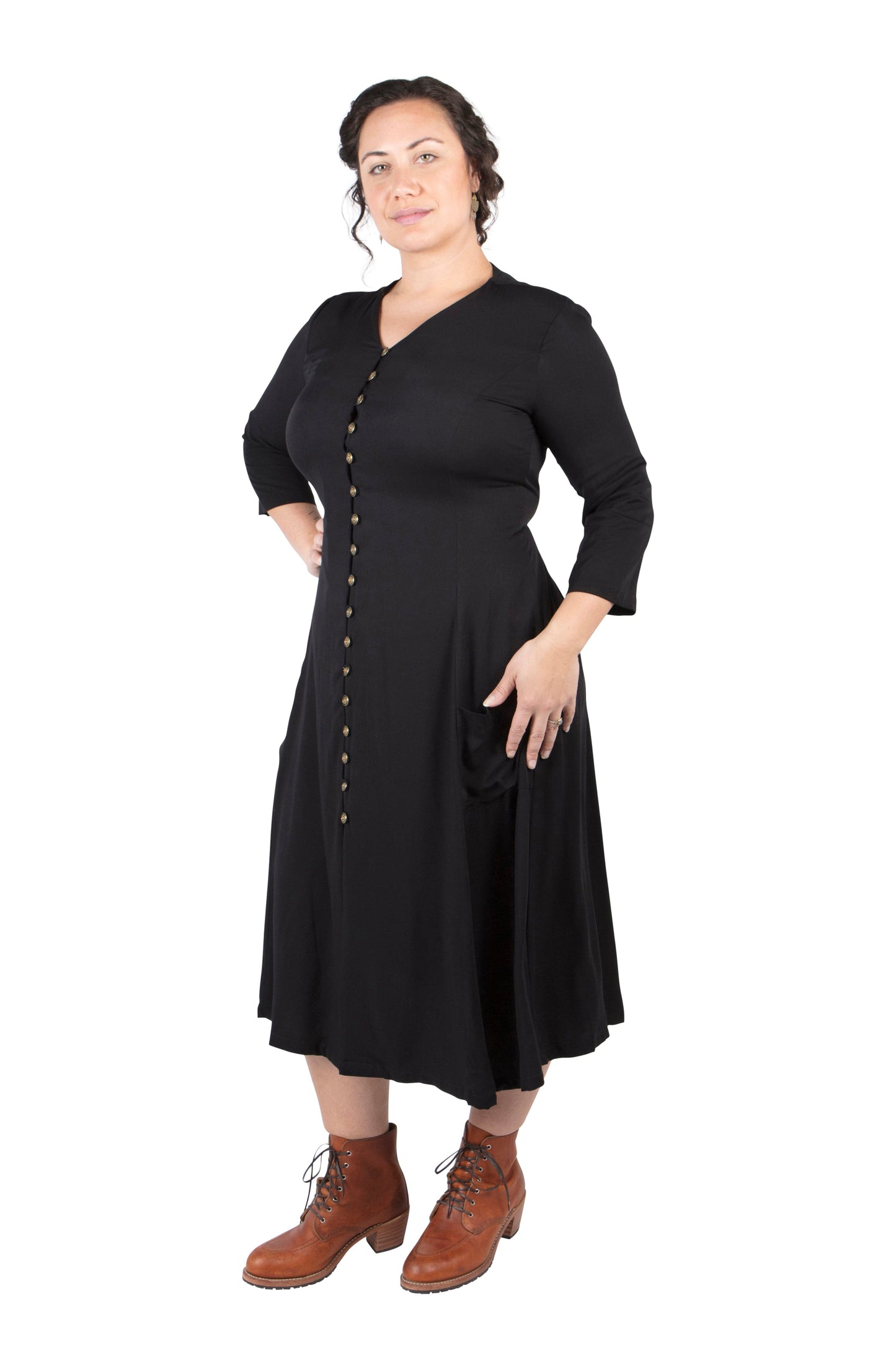 Fiona Dress in Black Challis