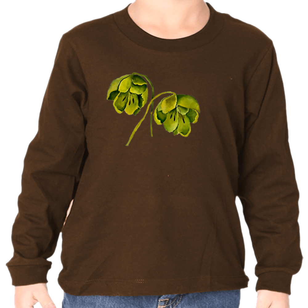 Green Floral Black Long Sleeve Tee