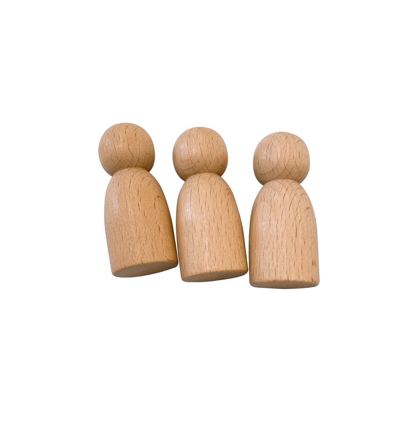 7 Pcs Natural Wooden Cars Set with 3 Peg Dolls