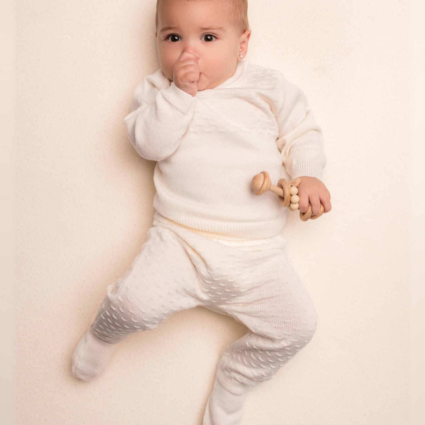 Virgin Merino Wool Sweater - Latte White