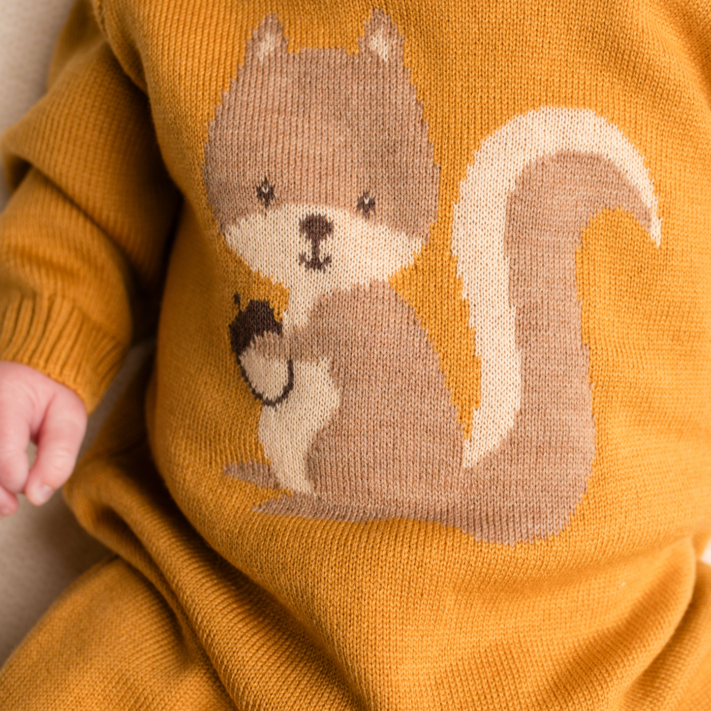Virgin Merino Wool Squirrel Onesie - Honey