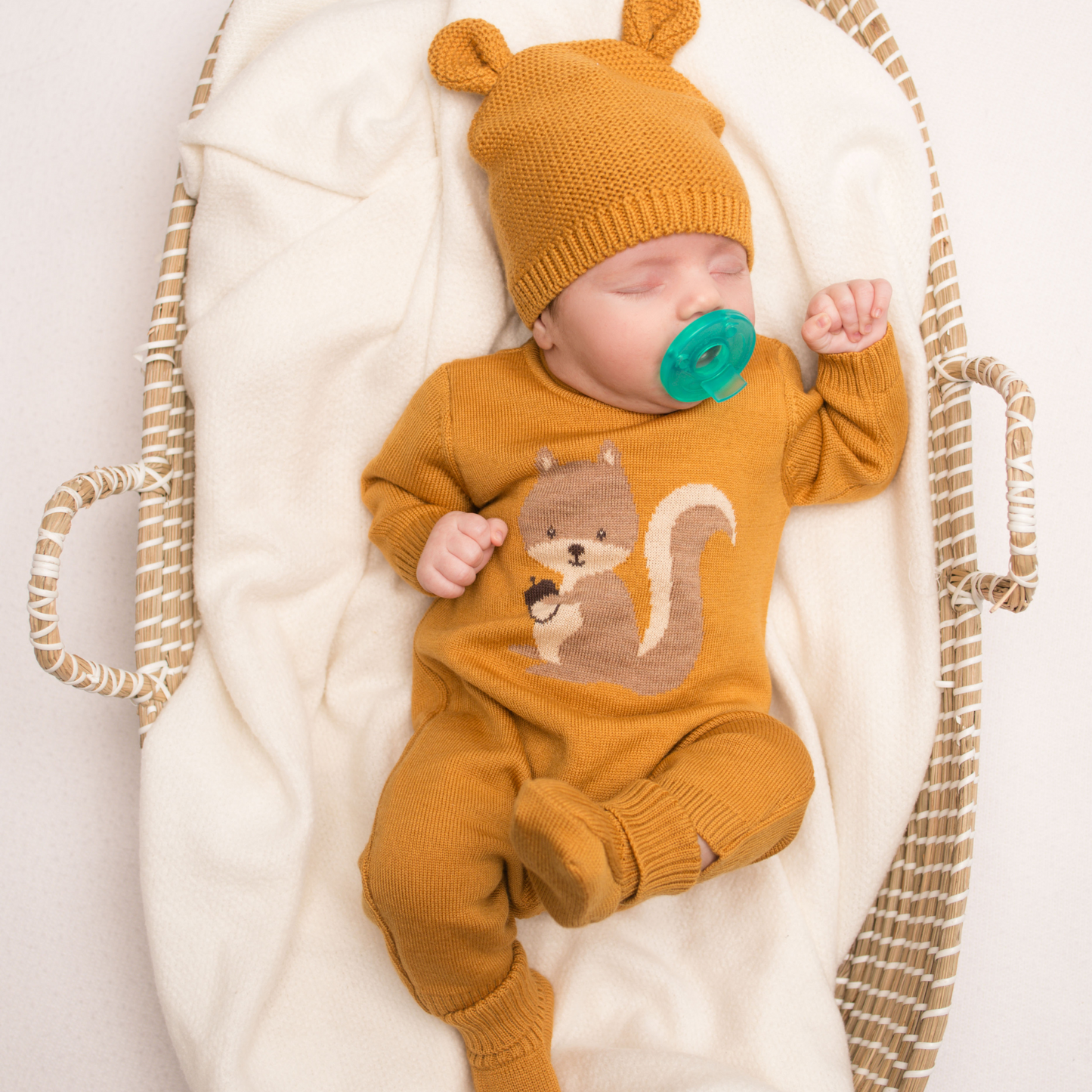 Virgin Merino Wool Squirrel Onesie - Honey