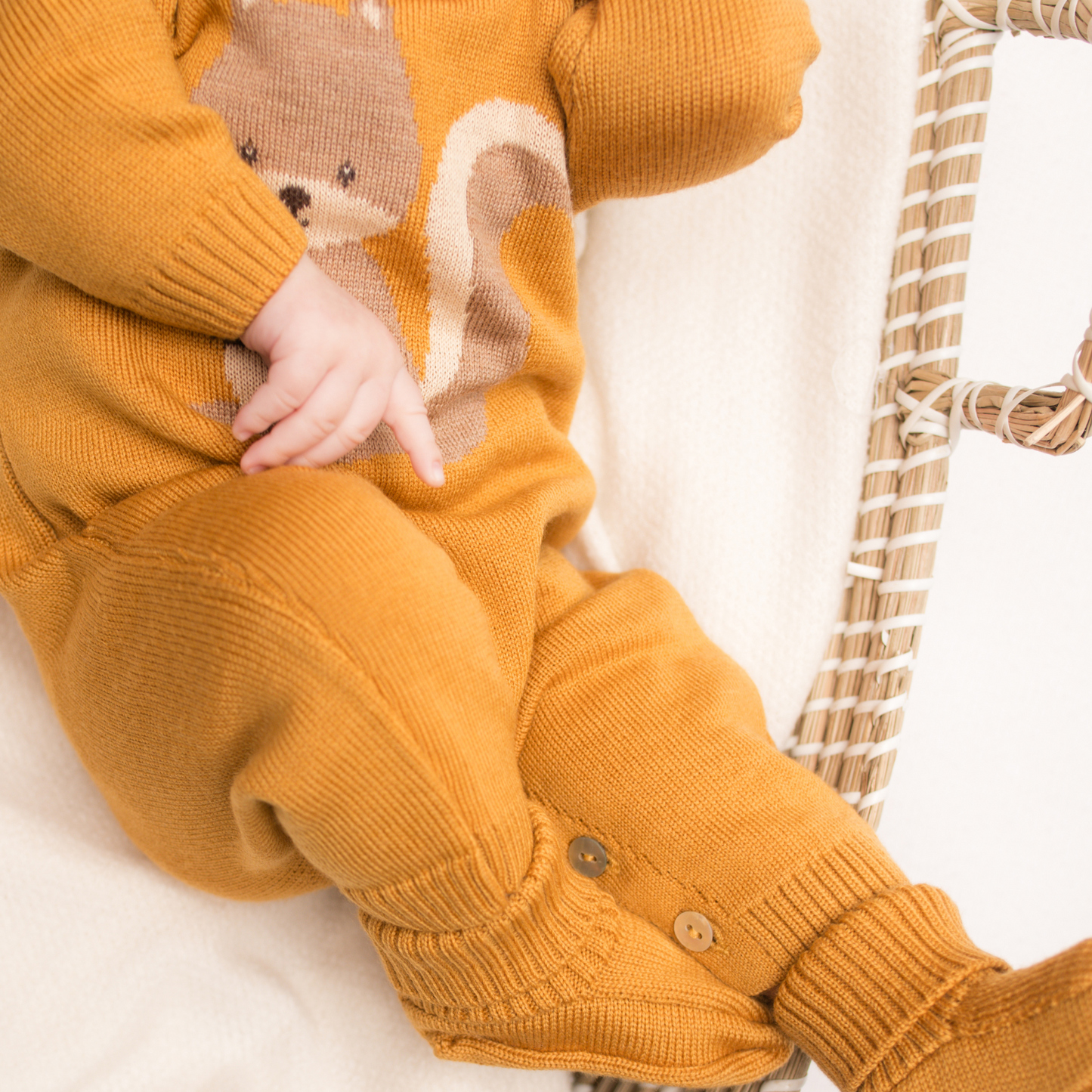 Virgin Merino Wool Squirrel Onesie - Honey