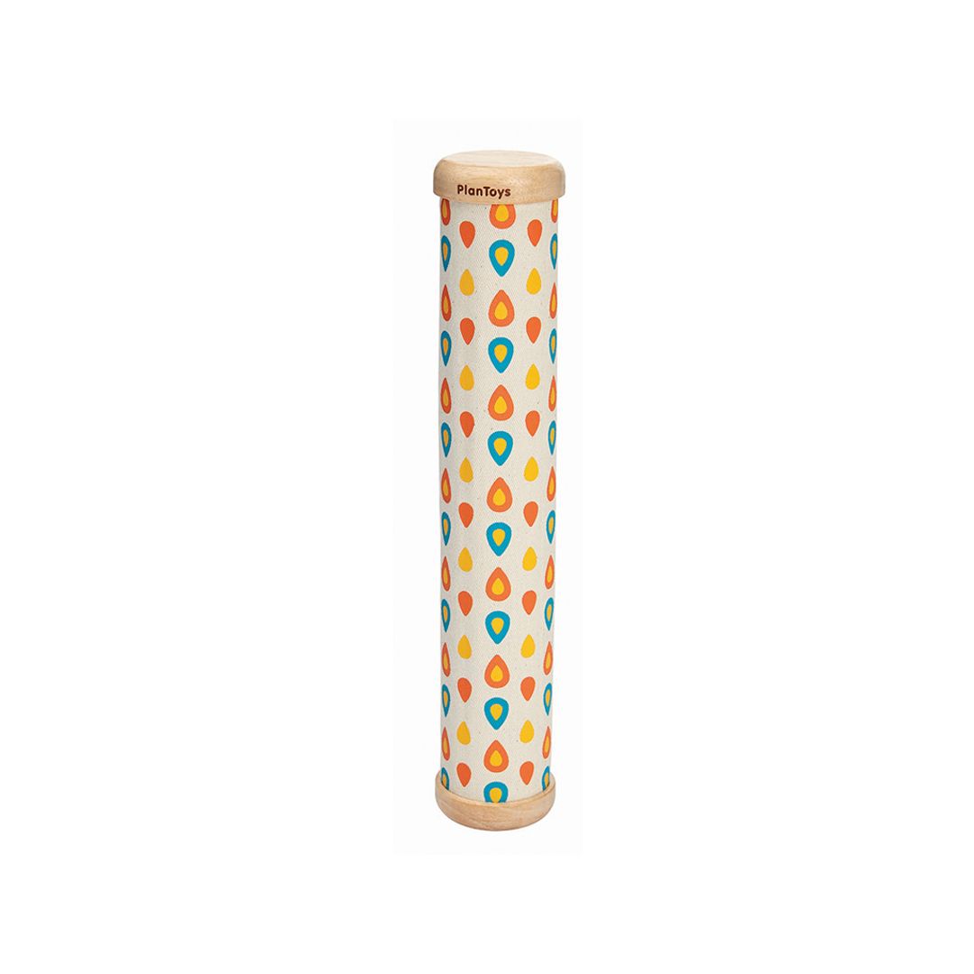 Tubular toy with colorful pattern on a white background