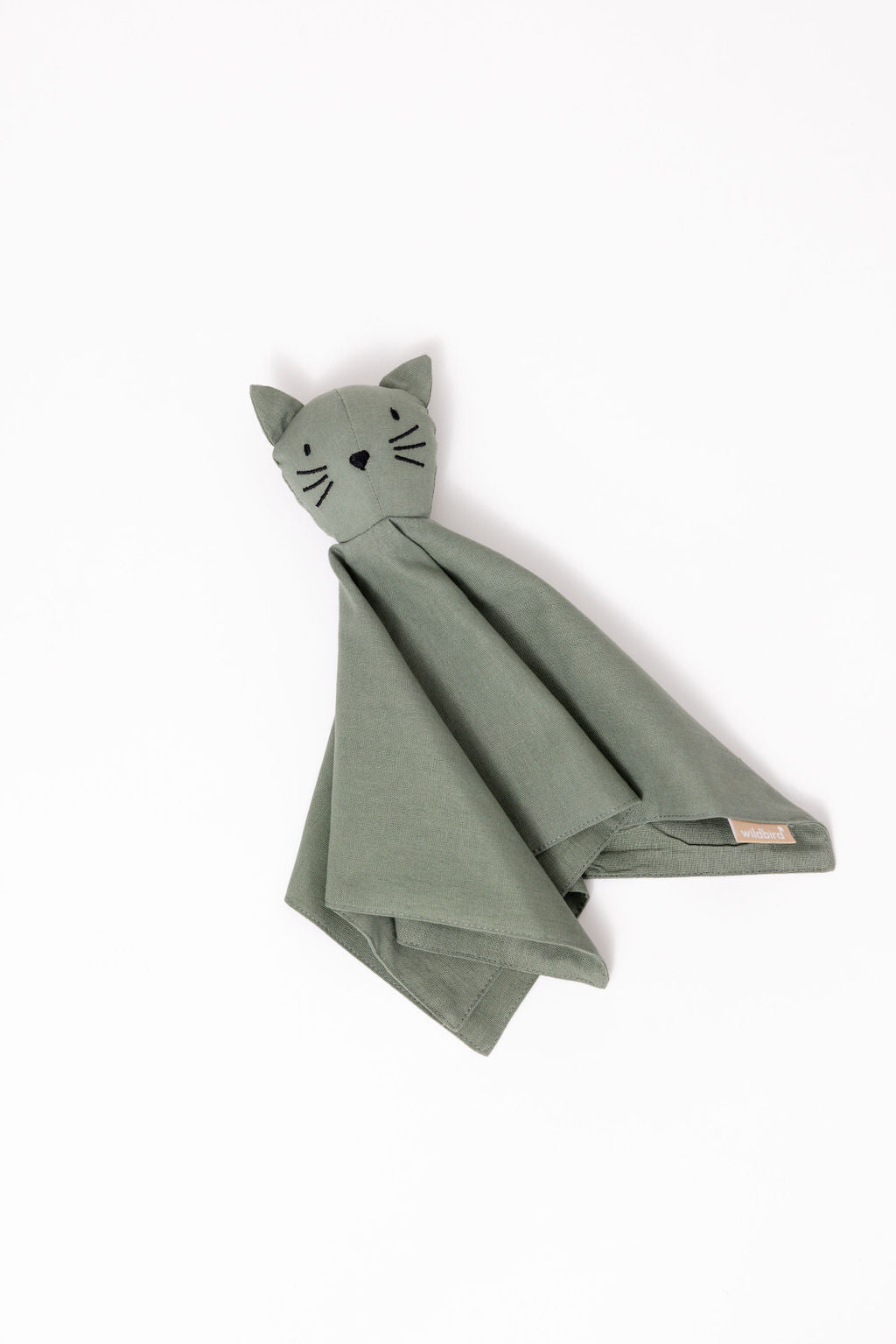 Green cat-shaped hooded towel on a white background