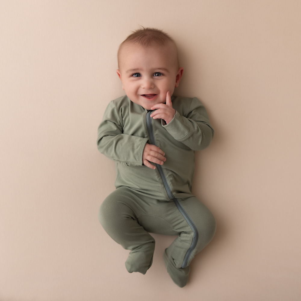 Baby Bamboo Romper in Sage Green