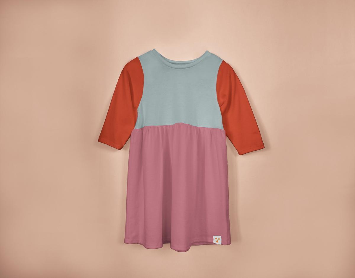 Two-Tone Organic Cotton Jersey Dress in Mado