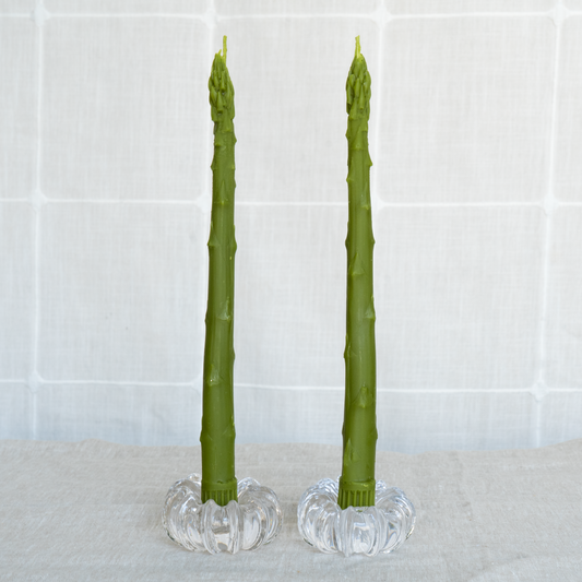 ASPARAGUS TAPER BEESWAX CANDLES PAIR