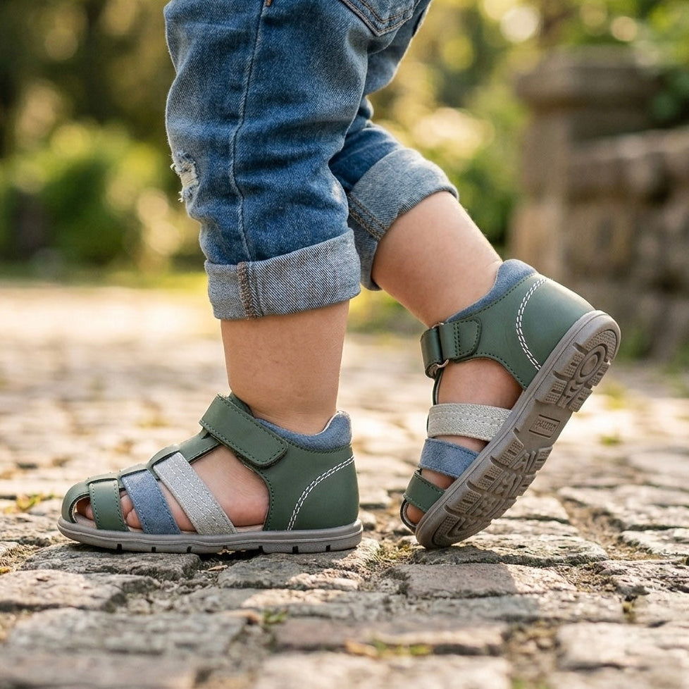 Clover Green Barefoot Toddler Sandals