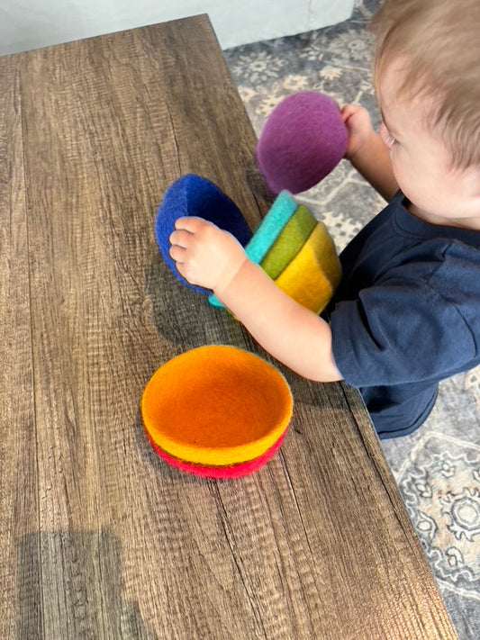 Rainbow Party Felt Bowls