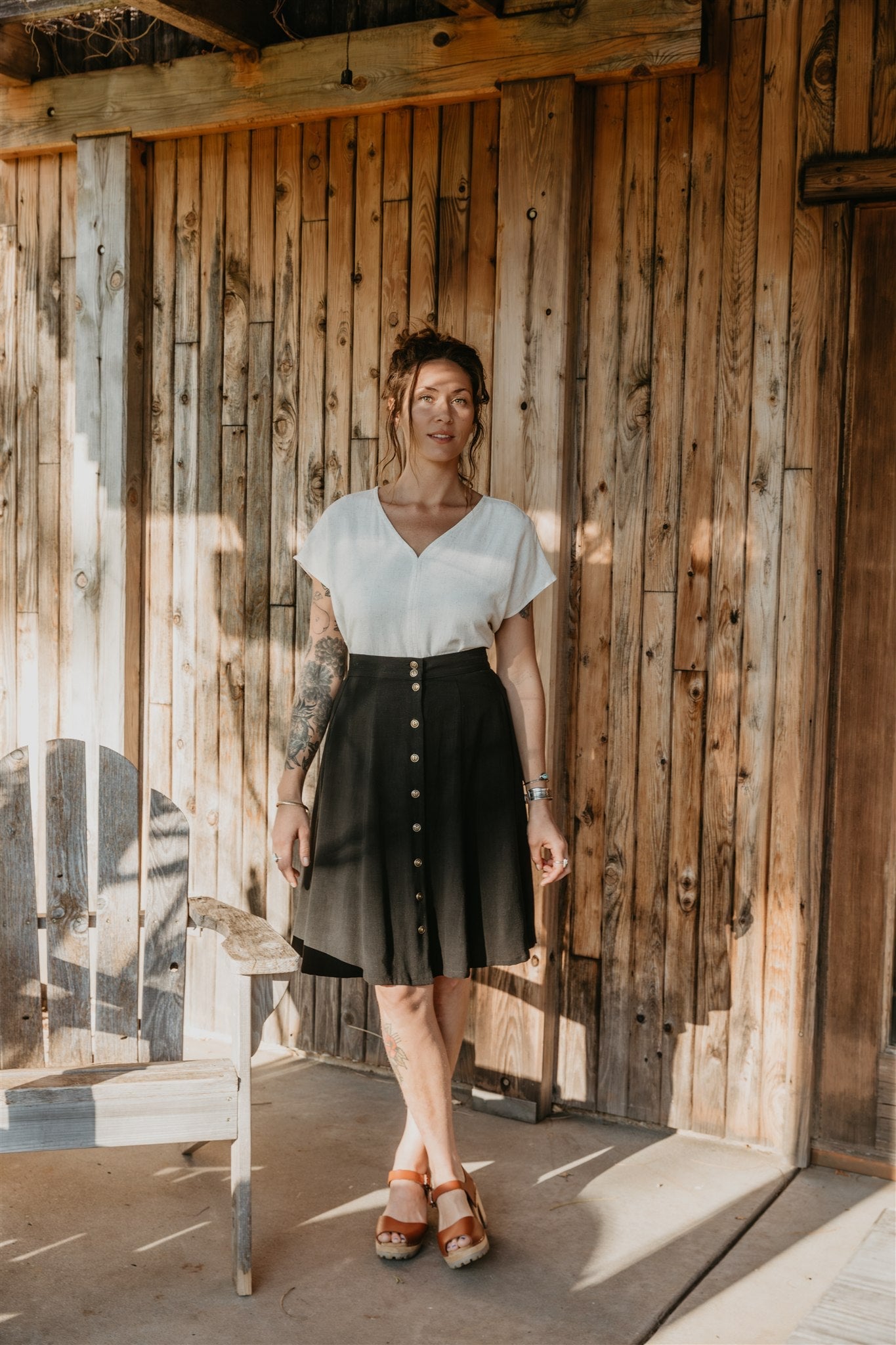 Bae Skirt in Black Linen