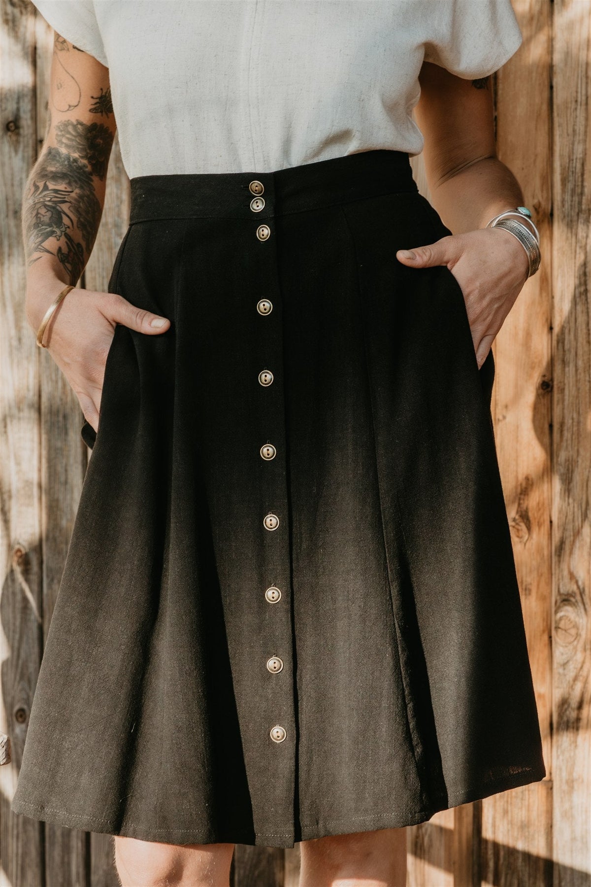 Bae Skirt in Black Linen