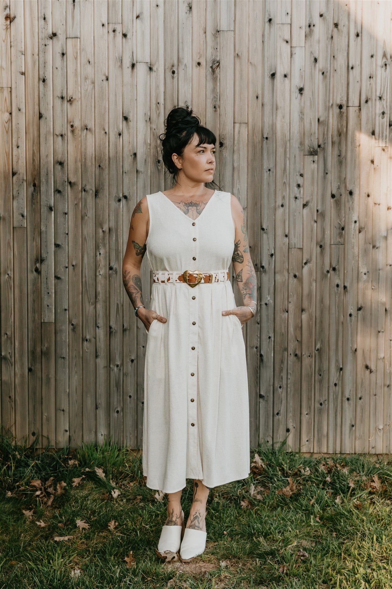 Trices Skirt in Textured Oat Irish Linen