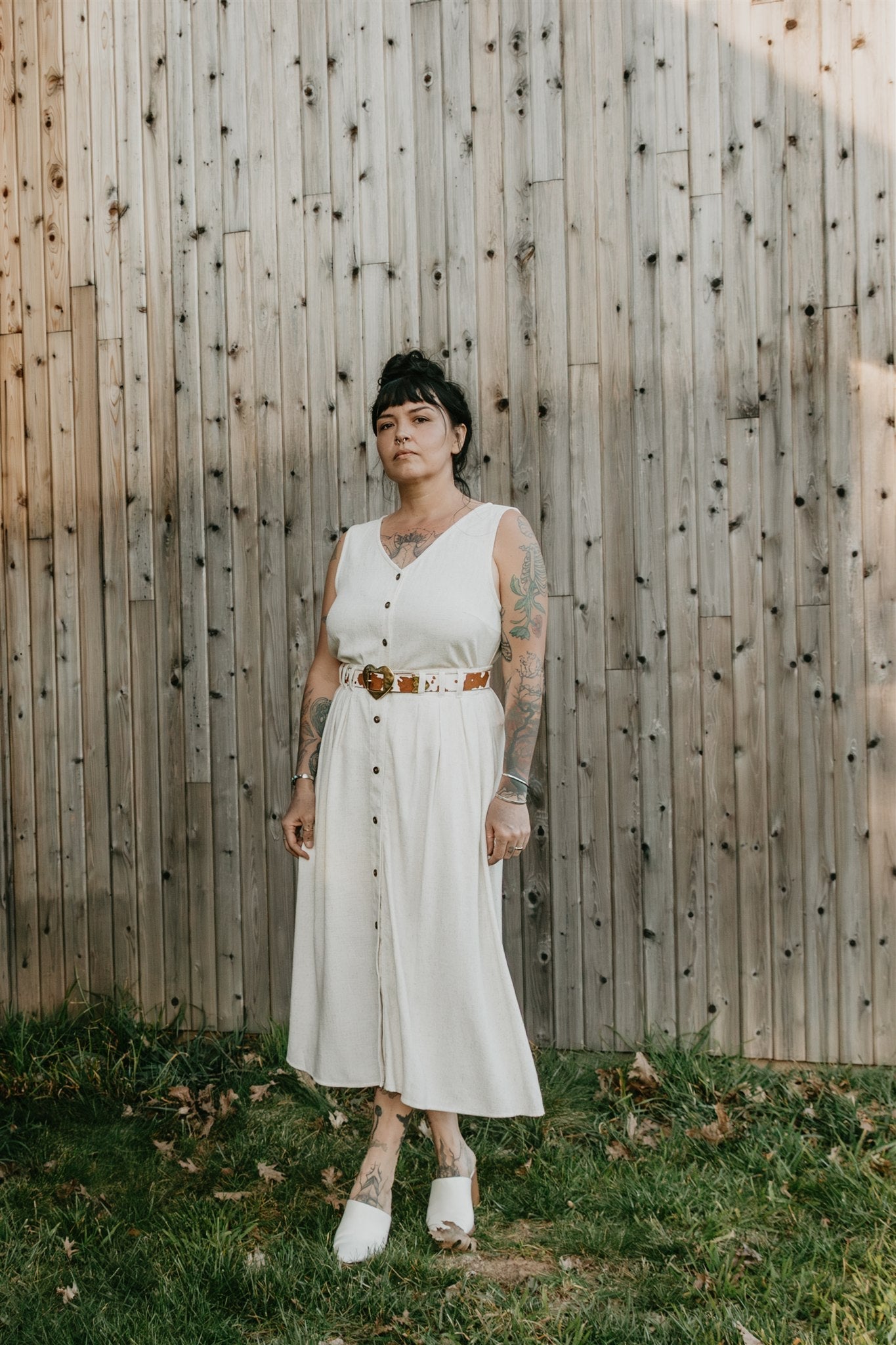 Trices Skirt in Textured Oat Irish Linen