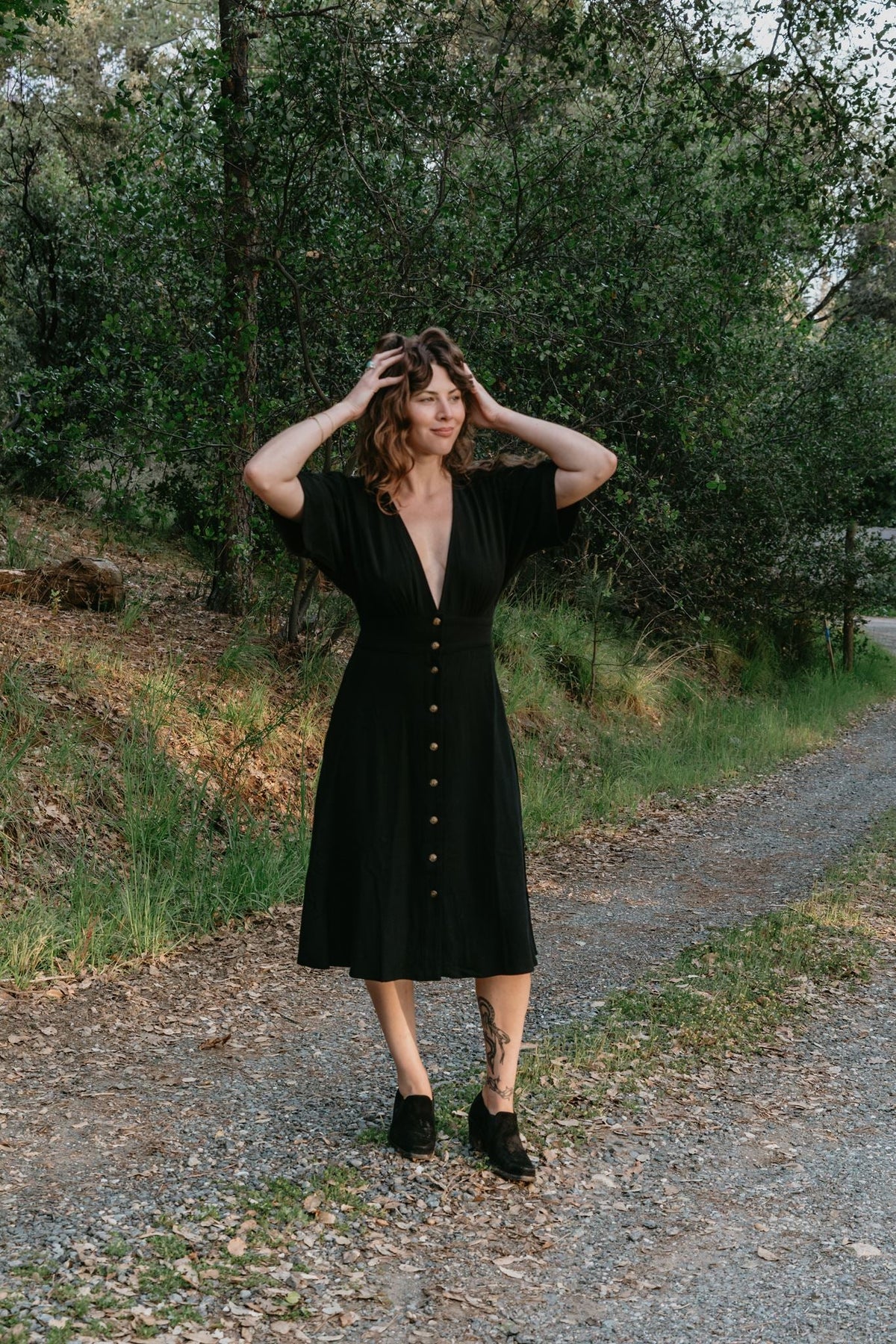 Finley Dress in Black Linen