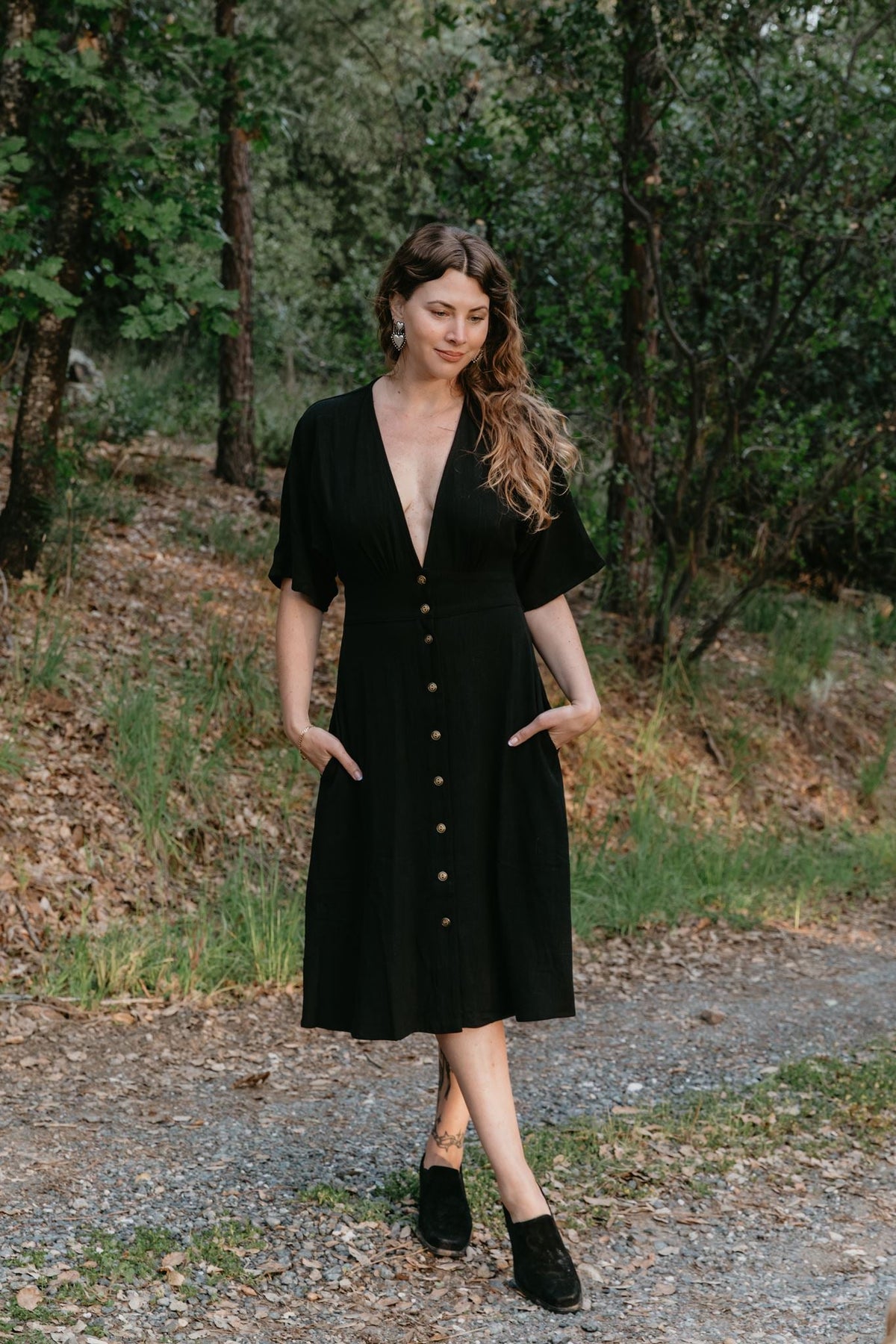 Finley Dress in Black Linen