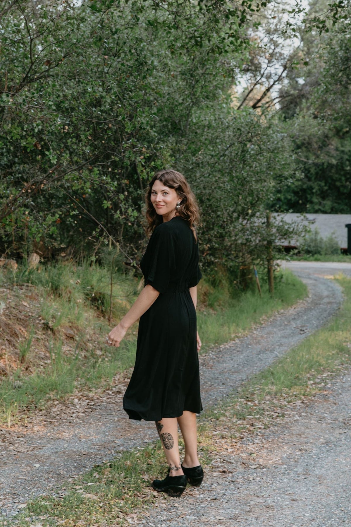 Finley Dress in Black Linen