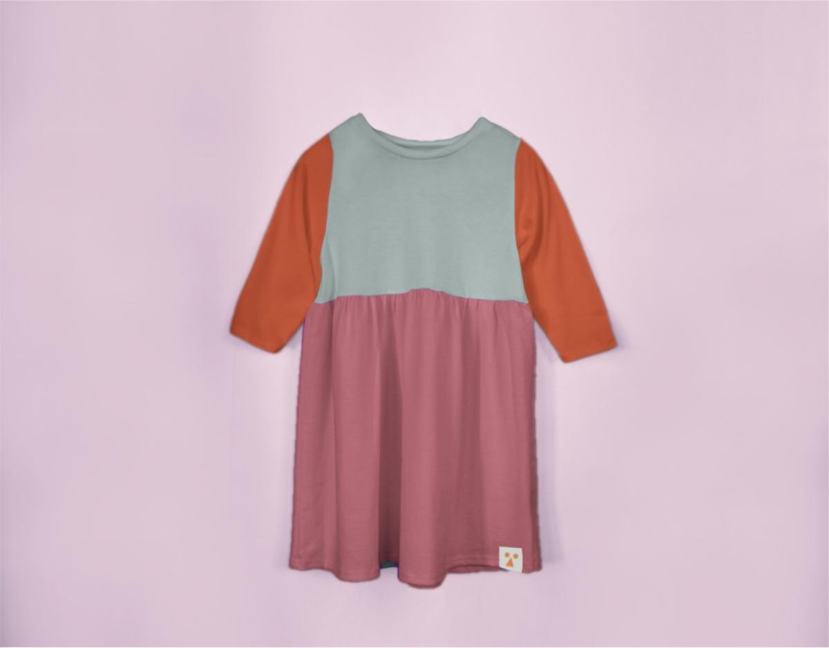 Two-Tone Organic Cotton Jersey Dress in Mado