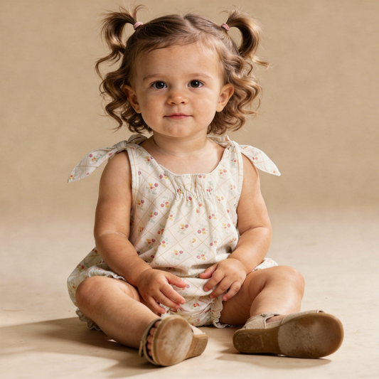 Organic Tie Shoulder Bubble Romper