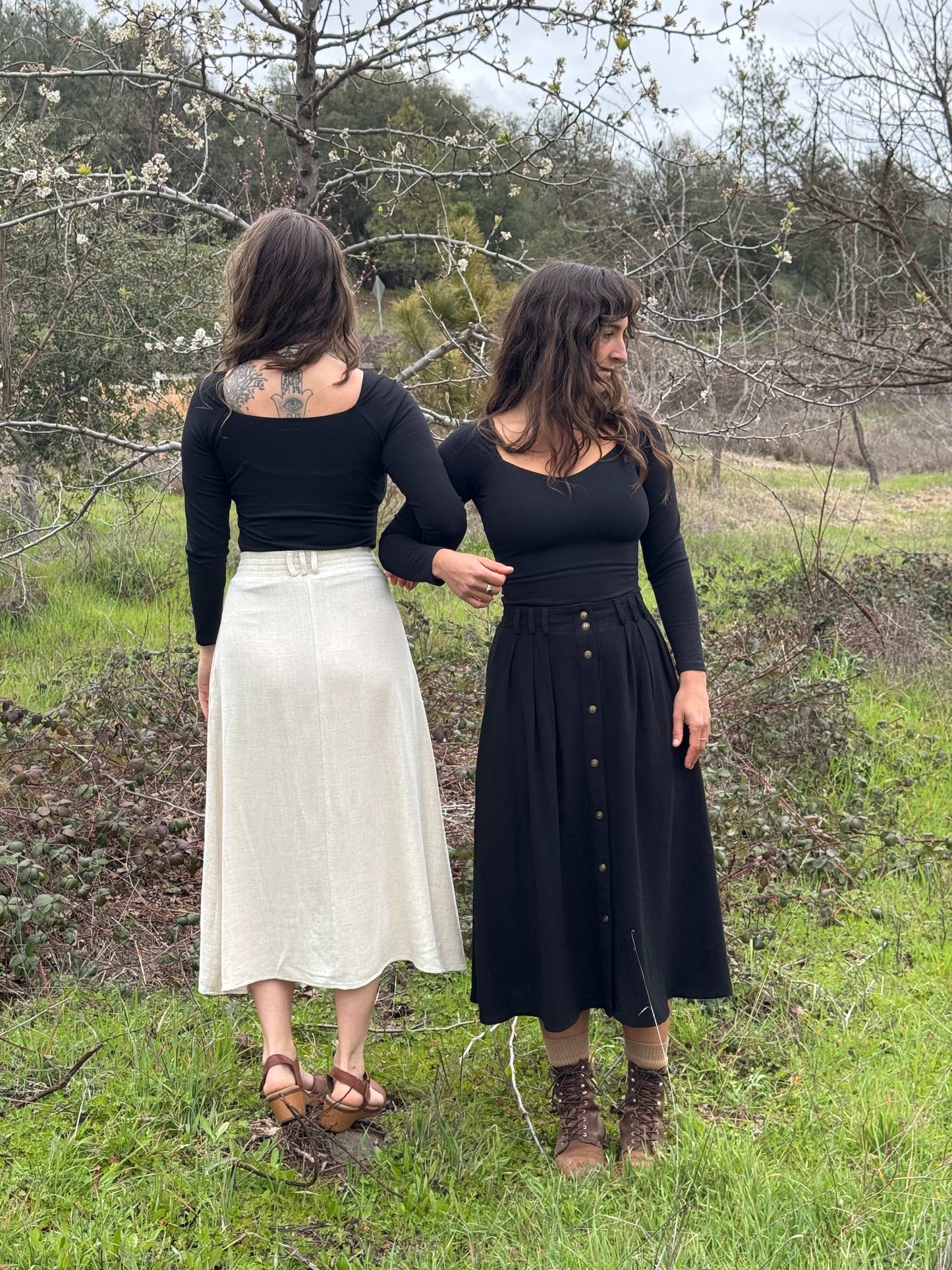 Trices Skirt in Textured Oat Irish Linen