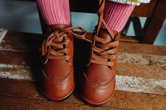 Waterproof Hand-Stitched Kids’ Boots with Flexible Sole |Chestnut