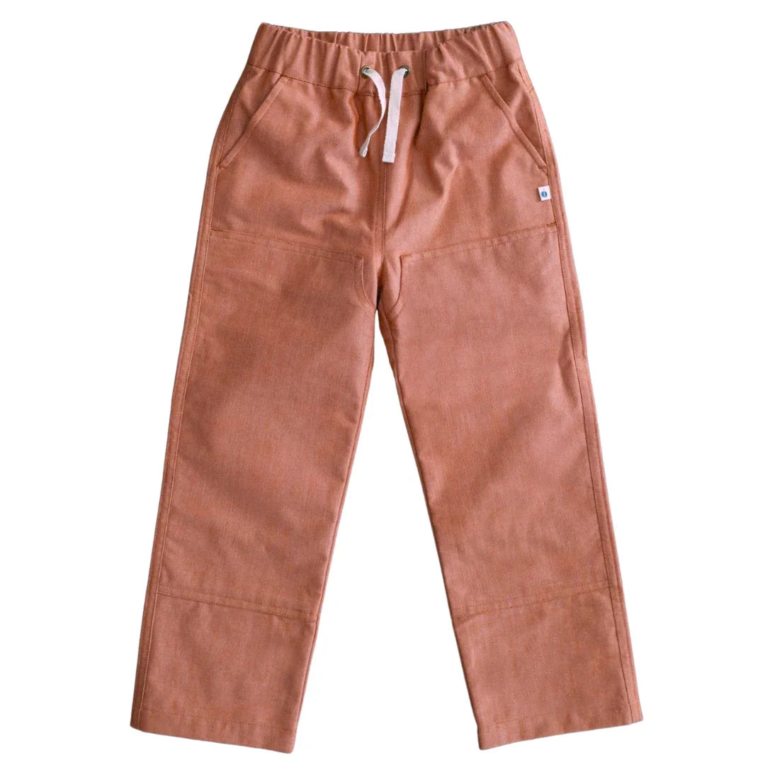 Brown pants with a drawstring on a white background