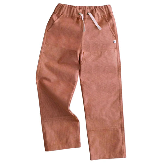 Brown pants with a drawstring on a white background