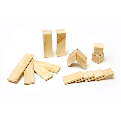 Set of wooden blocks on a white background