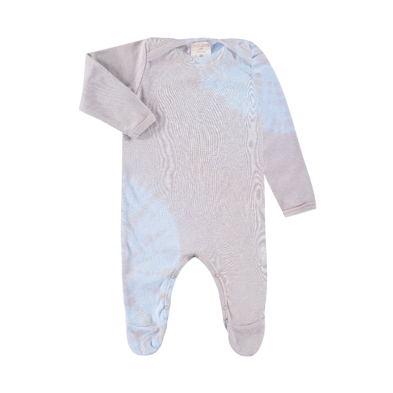Baby onesie with gradient design on a white background