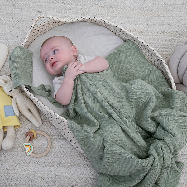 Panache Organic Cotton Baby Blanket and Bonnet Set