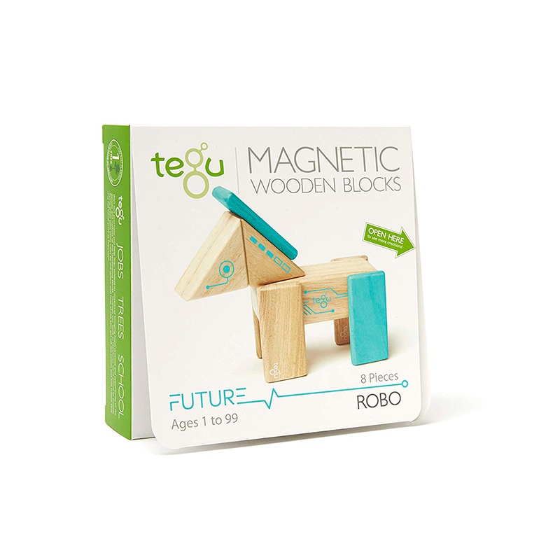Robo Magnetic Wooden Blocks - Future Collection, 8 pieces