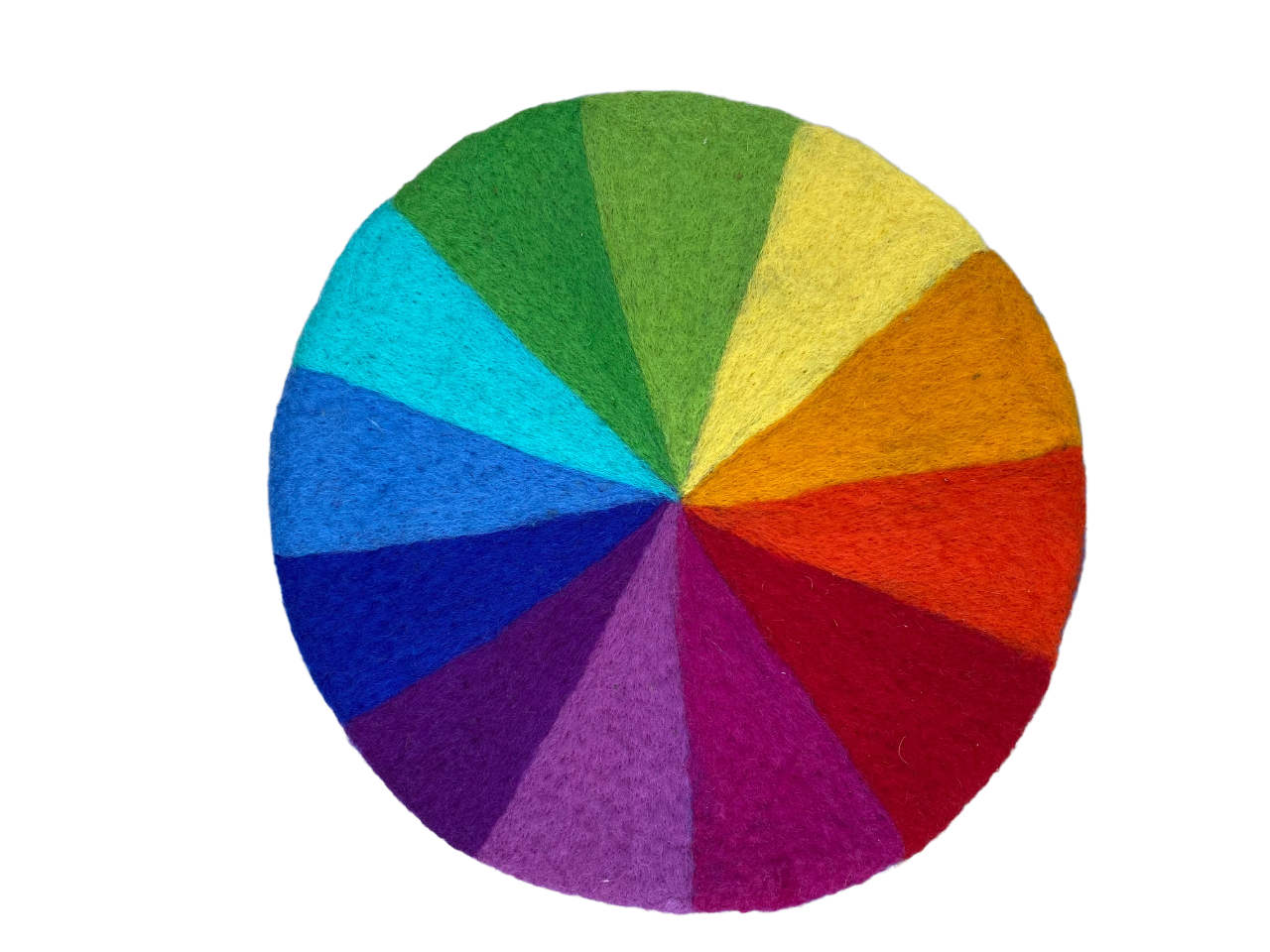 Color wheel with various colors on a white background