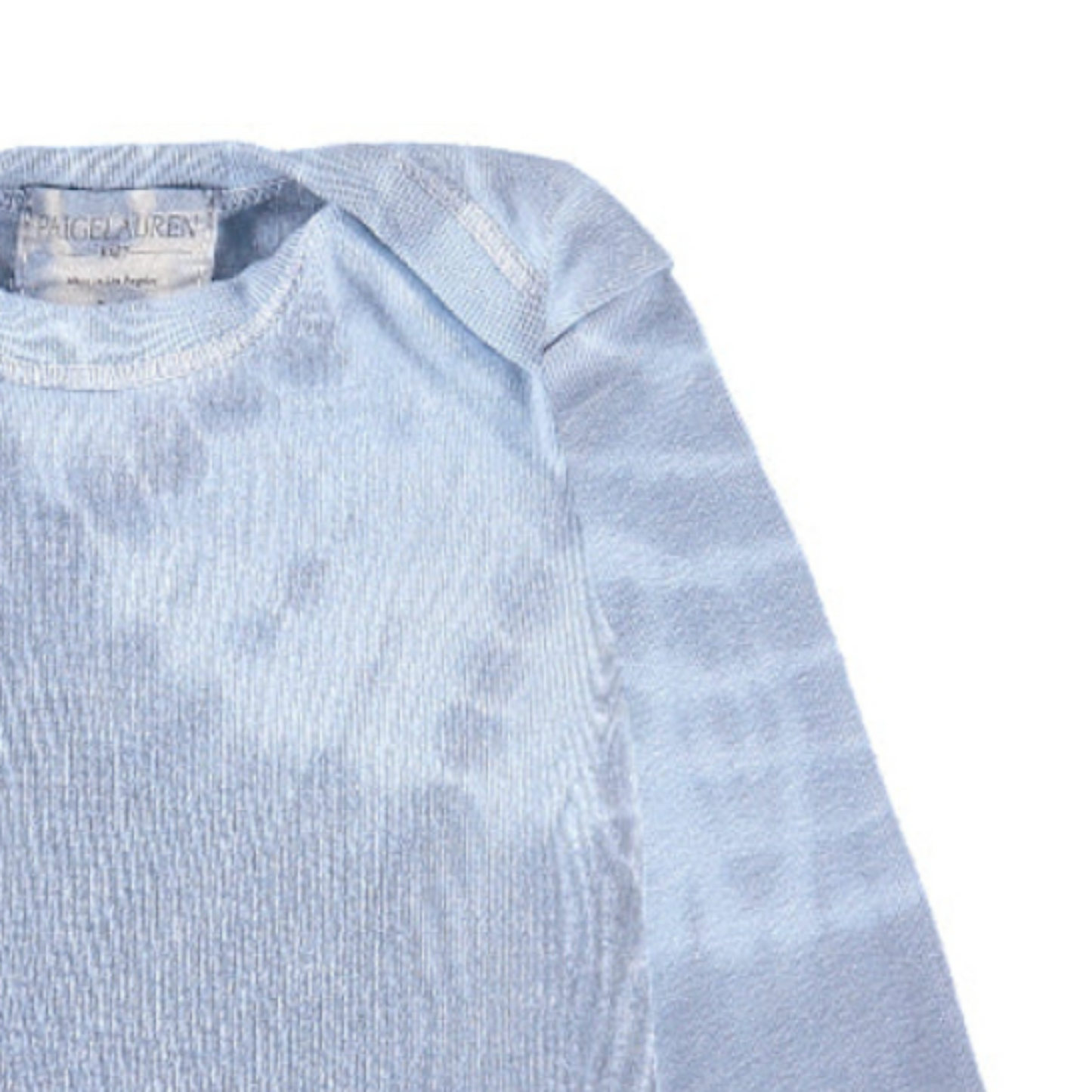 Light blue textured fabric with Ralph Lauren label on a white background