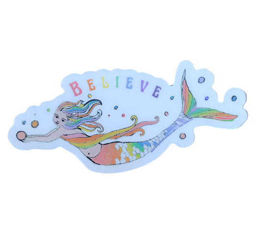 rainbow mermaid believe sticker