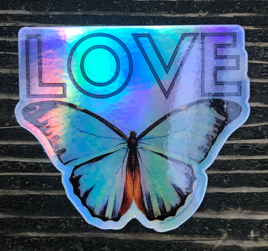 Holographic butterfly sticker