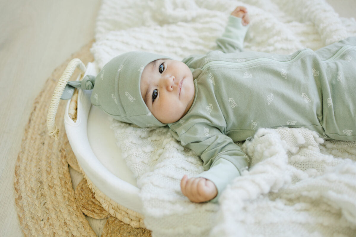 Organic Cotton Freshwater Snail Zip Footie