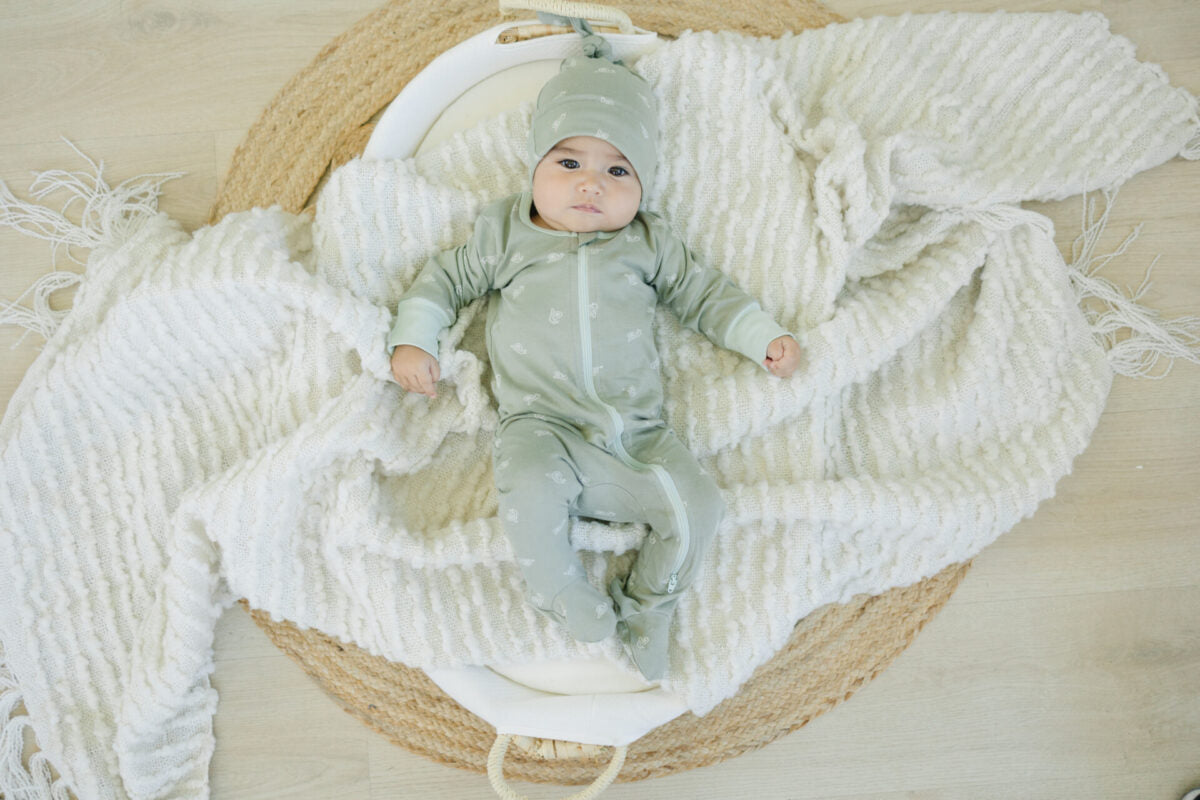 Organic Cotton Freshwater Snail Zip Footie
