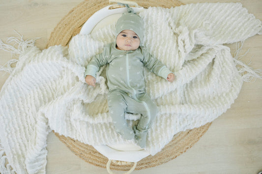Organic Cotton Freshwater Snail Zip Footie