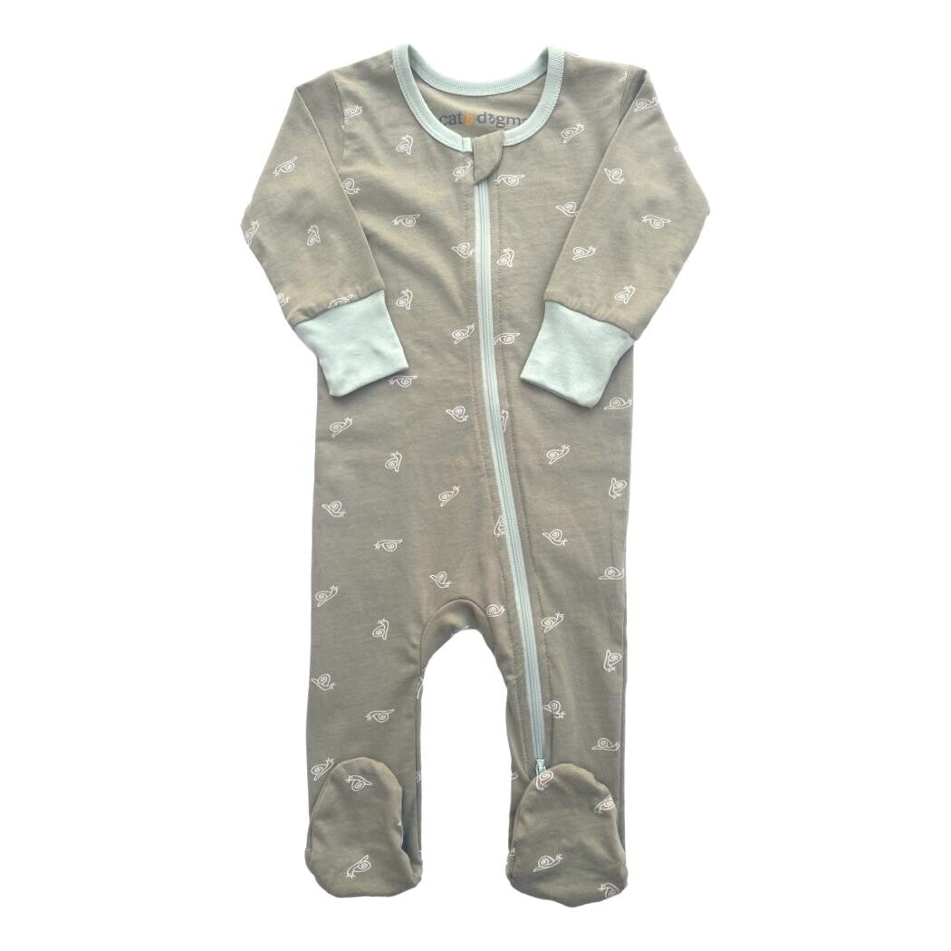 Organic Cotton Freshwater Snail Zip Footie