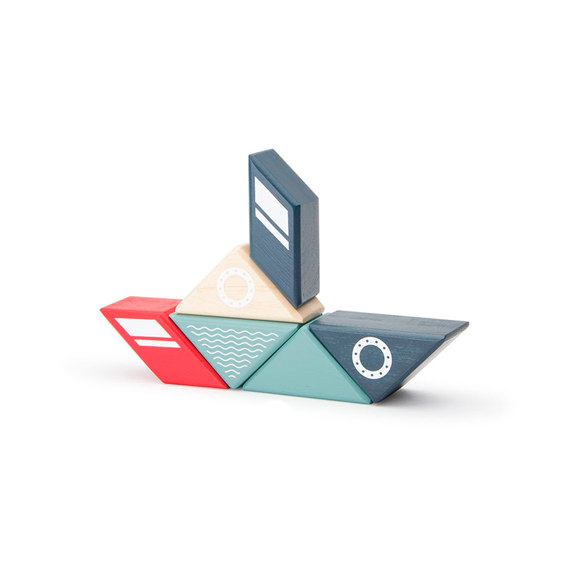 Colorful geometric puzzle pieces on a white background