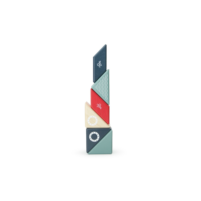 Set of colorful geometric blocks on a white background