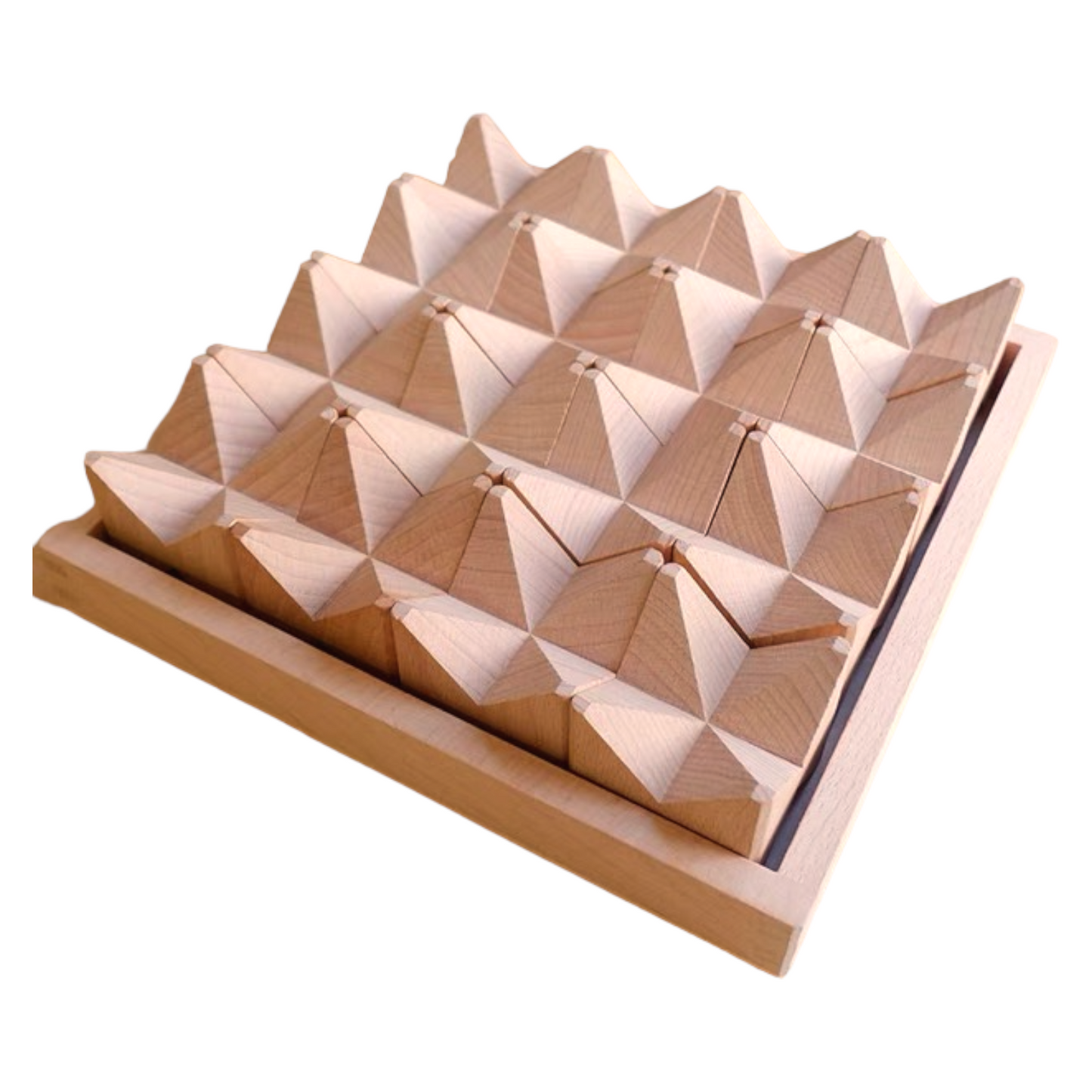 Natural Wooden Construction Puzzle Toy with Storage Tray