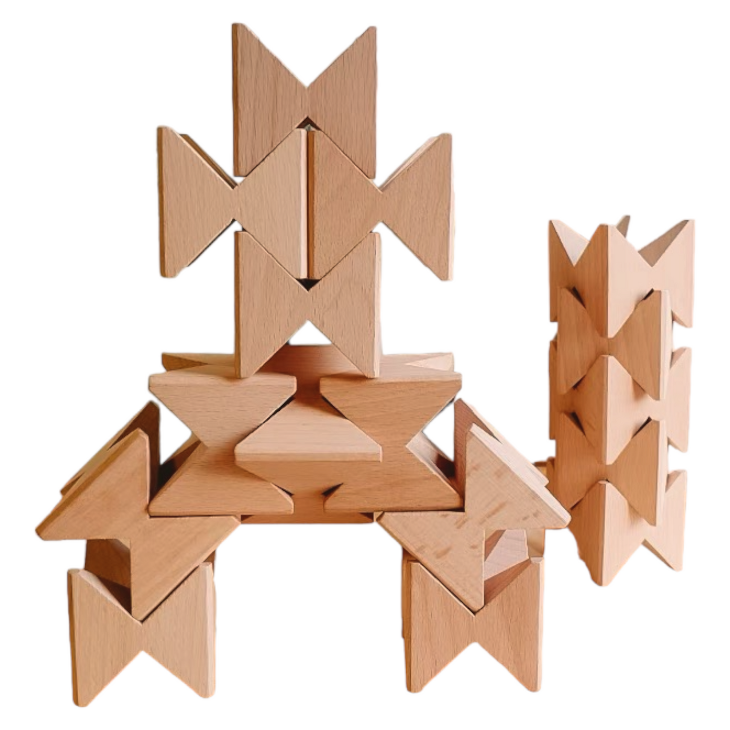 Natural Wooden Construction Puzzle Toy with Storage Tray