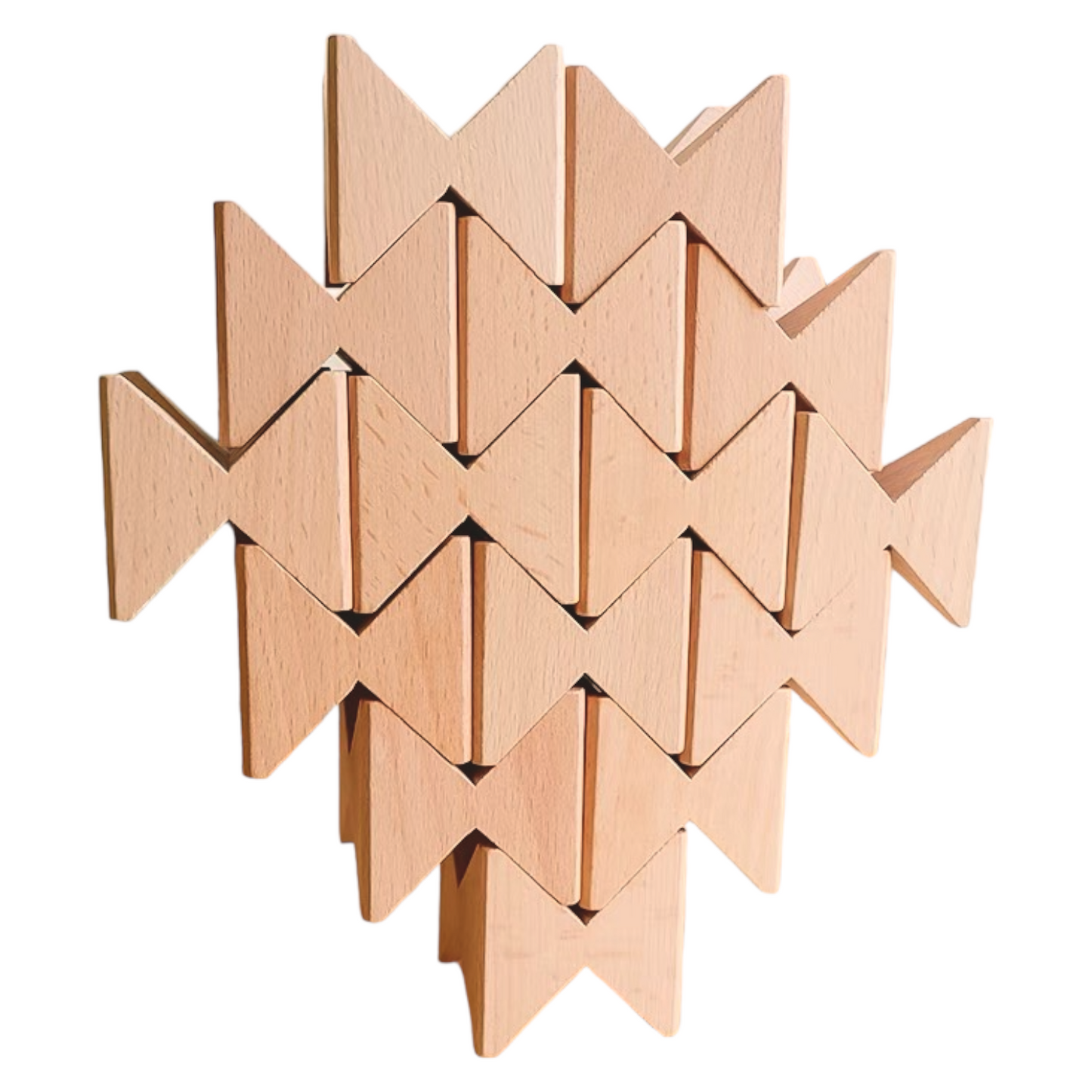 Natural Wooden Construction Puzzle Toy with Storage Tray