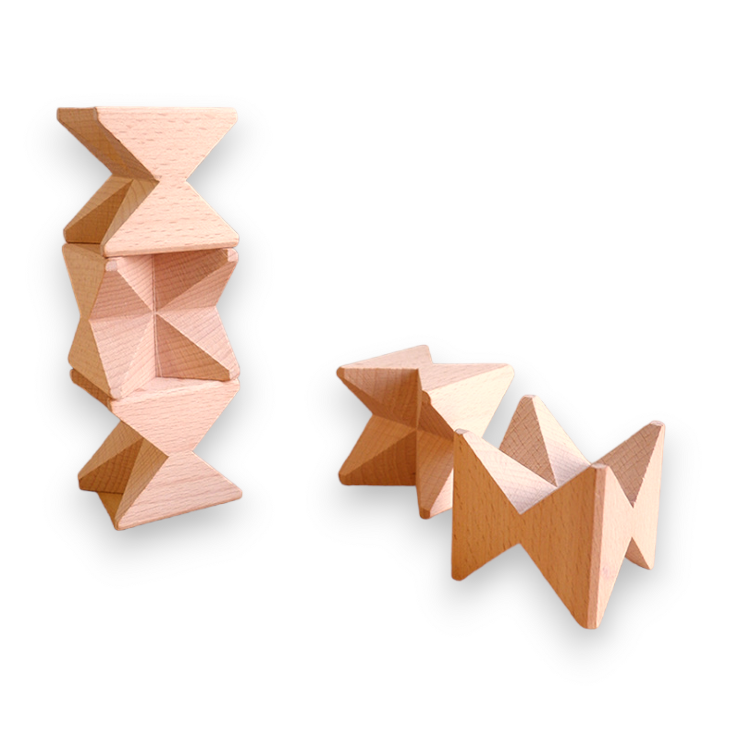 Natural Wooden Construction Puzzle Toy with Storage Tray