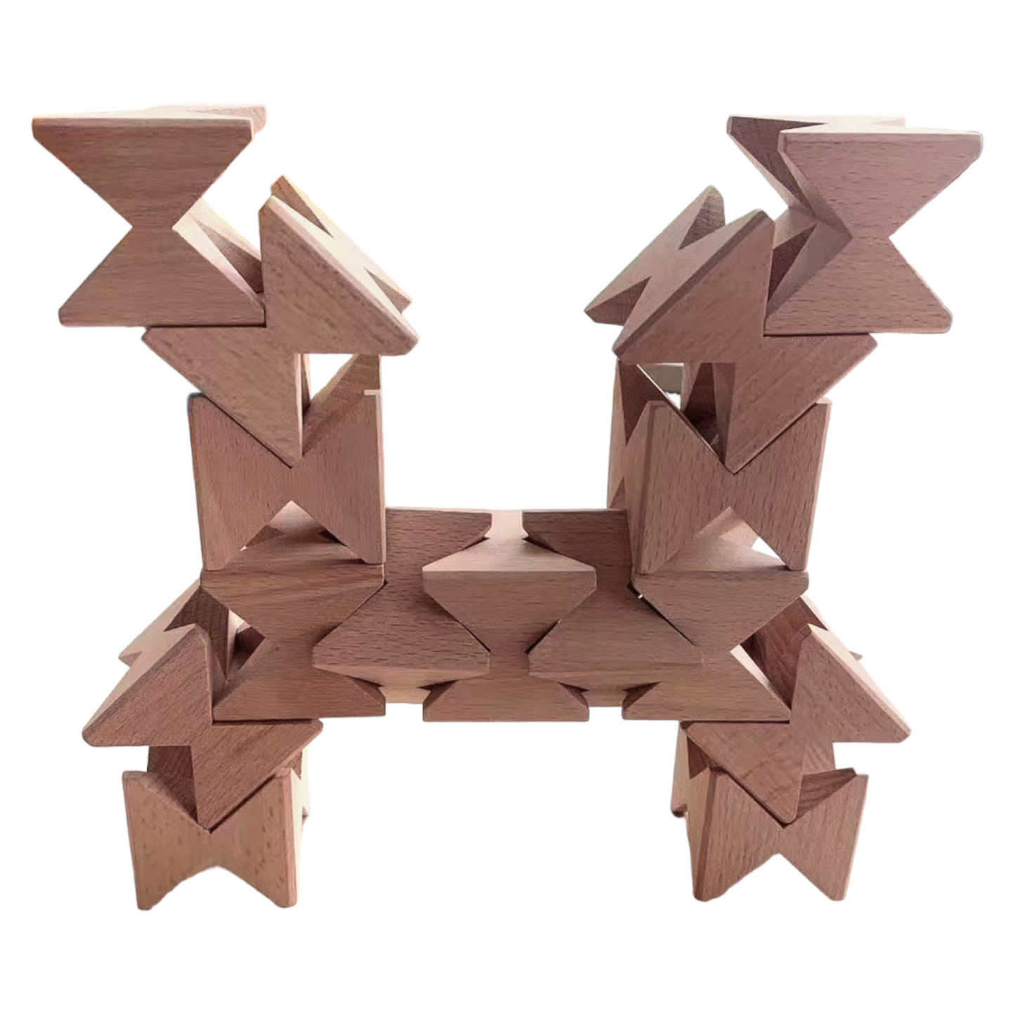 Natural Wooden Construction Puzzle Toy with Storage Tray