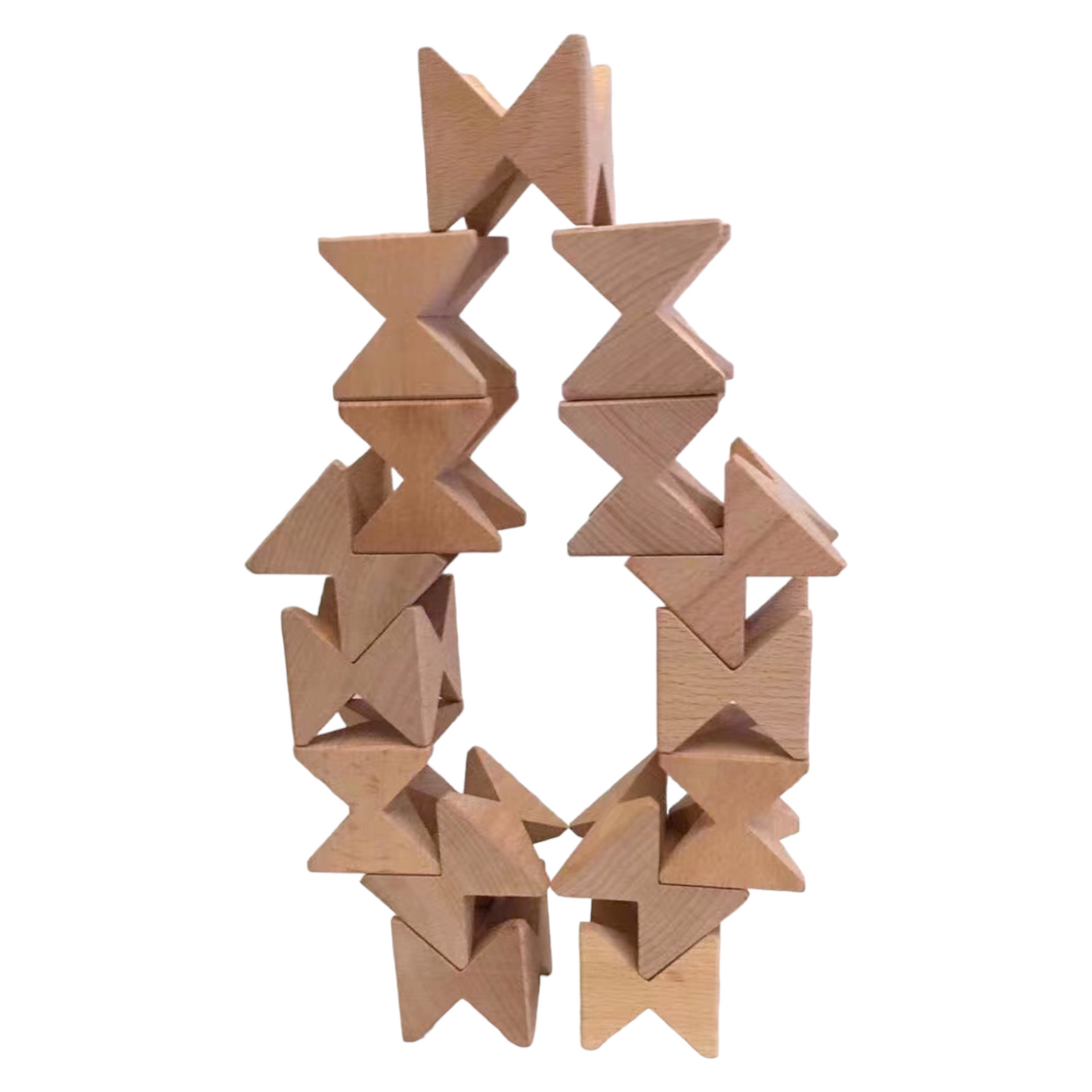 Natural Wooden Construction Puzzle Toy with Storage Tray