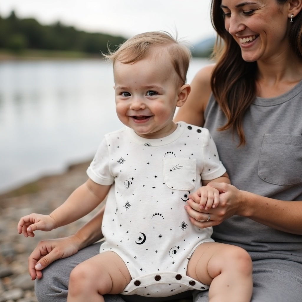 Celestial Organic Short Sleeve Baby Romper