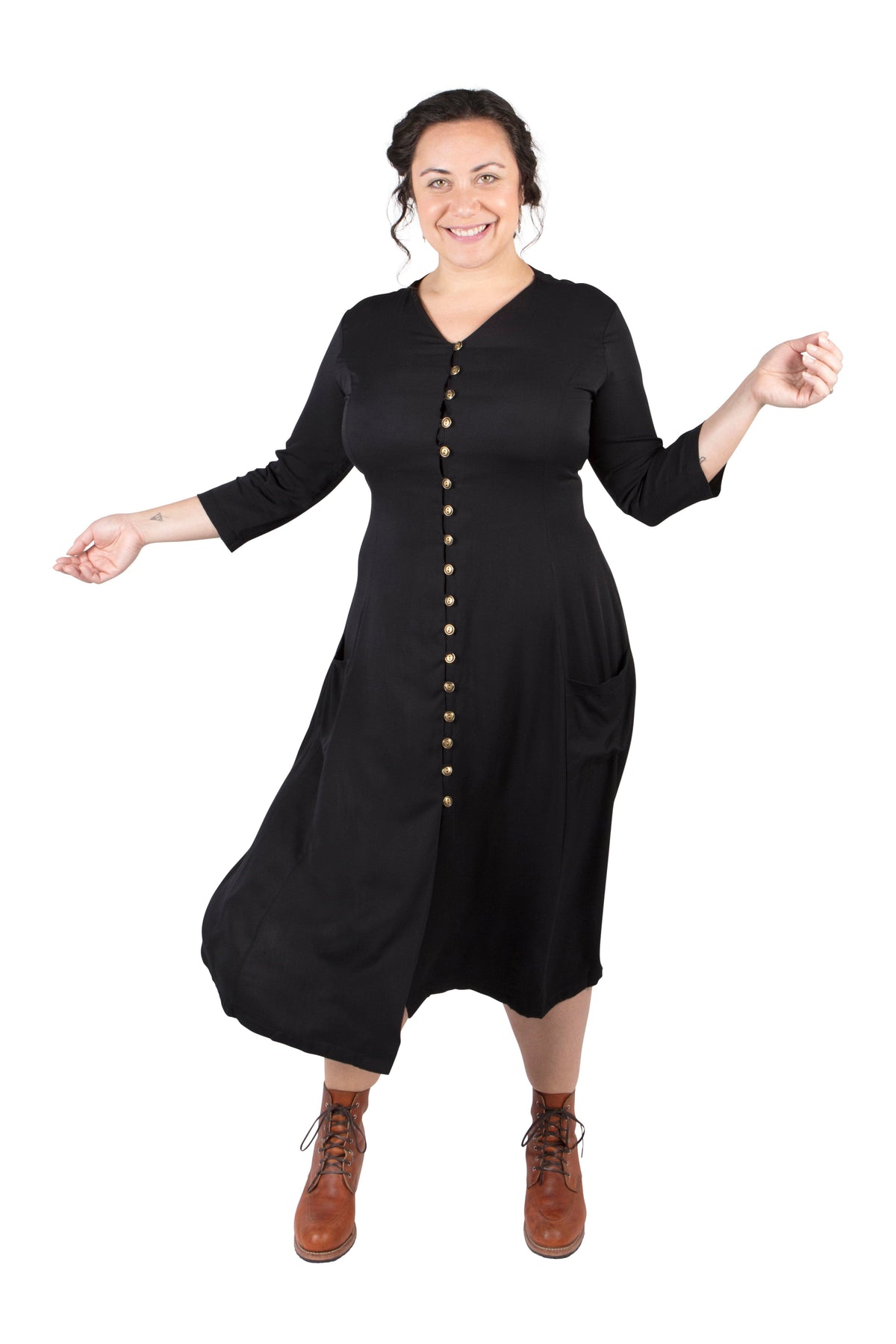 Fiona Dress in Black Challis